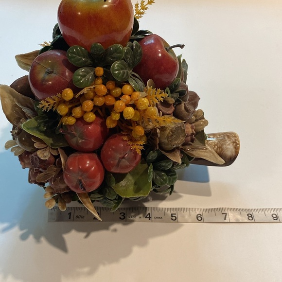 McCoy Vintage Brown Drip Glaze Pottery Apple Fruit Floral Centerpiece 7050 - Picture 12 of 13